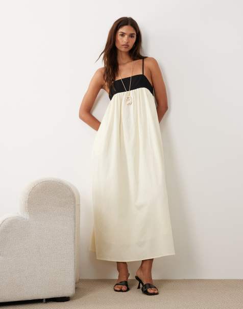 Bronze Snake Marianne contrast smock strap maxi dress in yellow - view 1