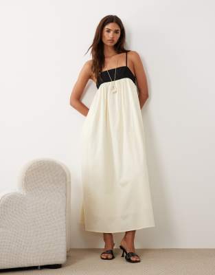 BRONZE SNAKE - Marianne - Maxikleid in Gelb mit kontrastierenden, gesmokten Trägern-Neutral