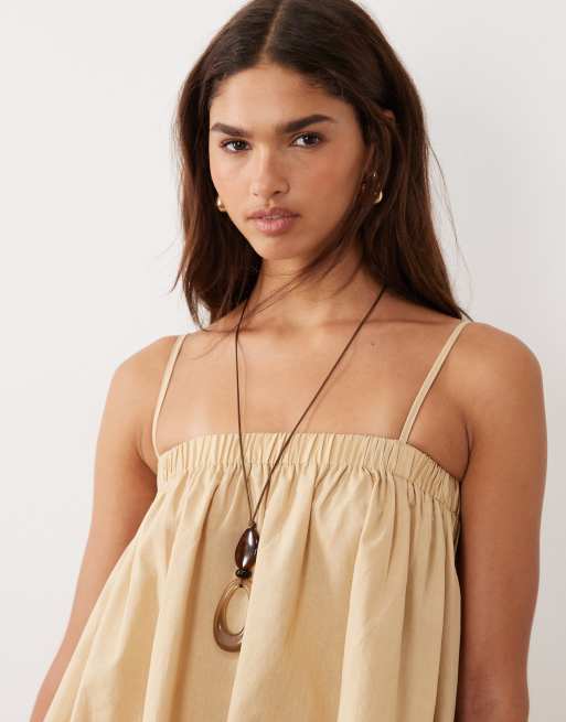Bronze Snake – Misty – Gesmoktes Set in Beige, bestehend aus Camisole und Hose , 4 von 4