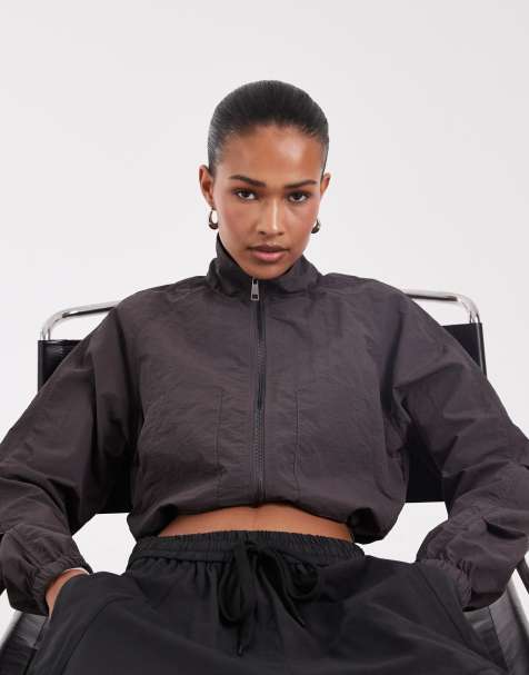 Bronze Snake mock neck zip up jacket in gray - view 1
