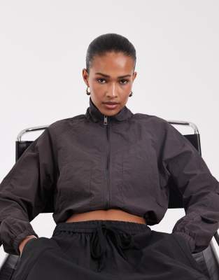 Bronze Snake Mock Neck Zip Up Jacket In Grey