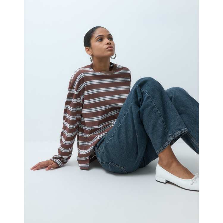 Bronze Snake oversized boxy t-shirt in chocolate double stripe | ASOS