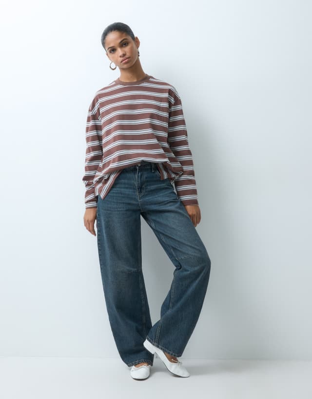 Bronze Snake oversized boxy t-shirt in chocolate double stripe | ASOS