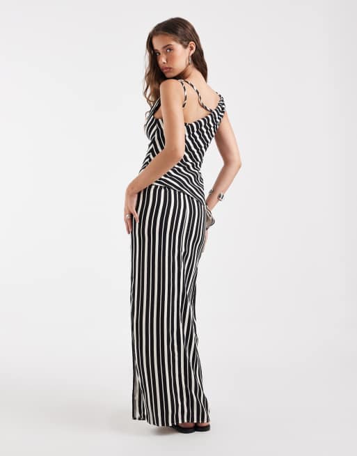 Bronze Snake Rita Off-Shoulder-Top und Rock-Set in Schwarz gestreift, 4 von 4