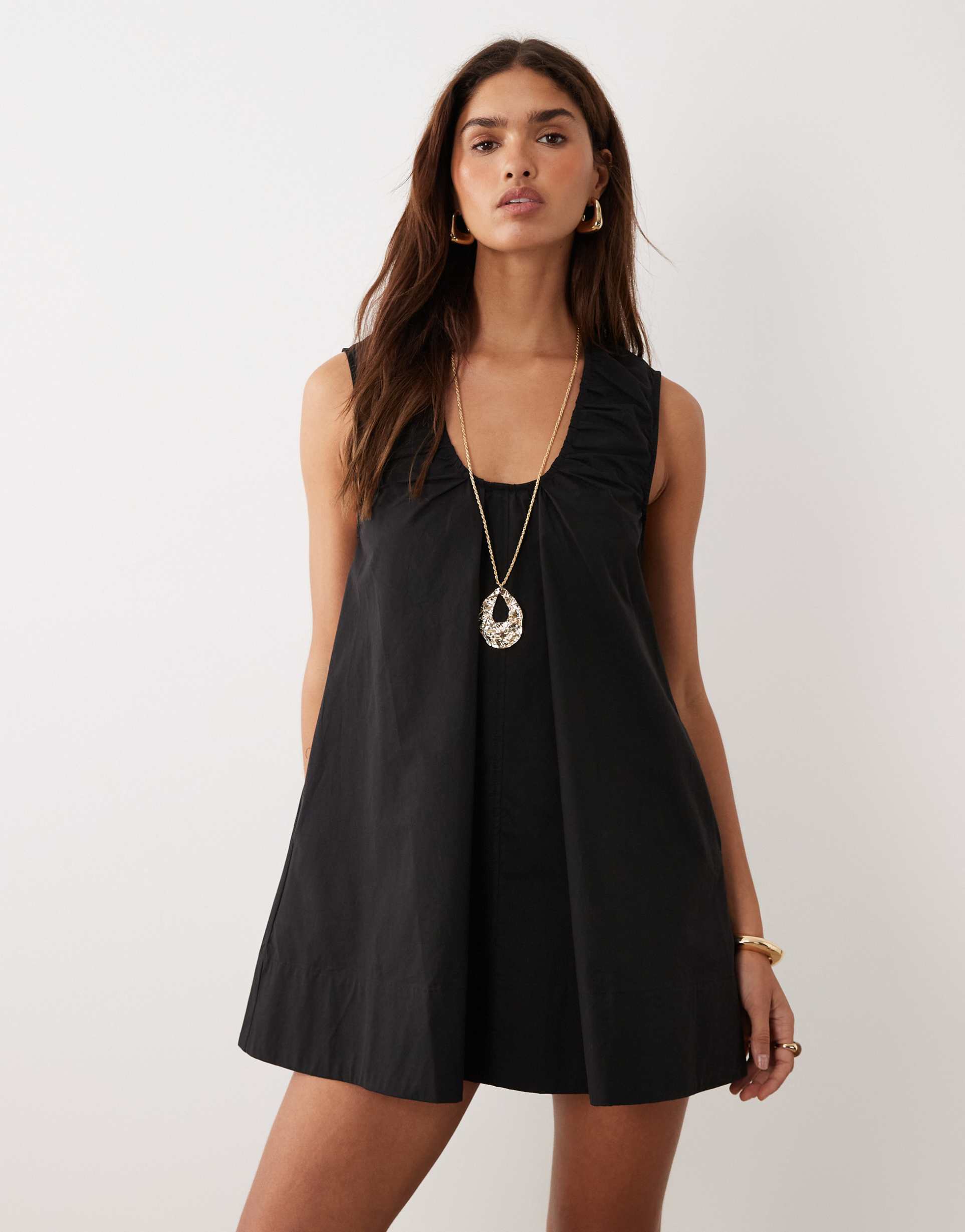 bronze snake sydney mini smock dress in black