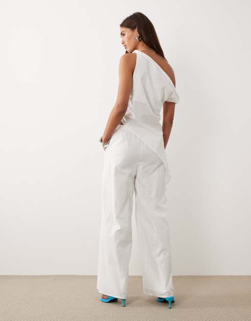 Bronze Snake - Tasi - Hvidt sæt med asymmetrisk offshoulder-top og bukser, 2 af 4