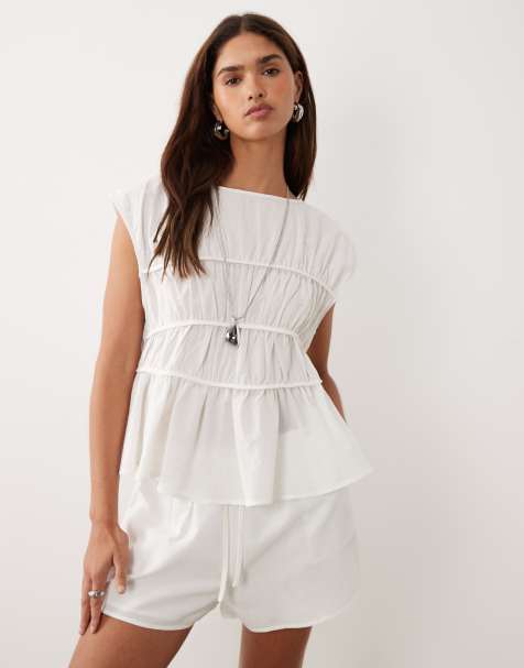 Bronze Snake Tilly shirred top and short set in white