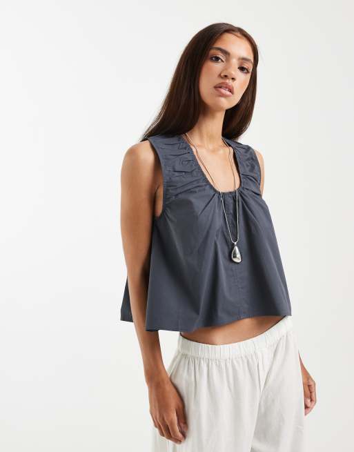 Bronze Snake - Top gris amplio con cuello ancho Kyla, 4 de 4