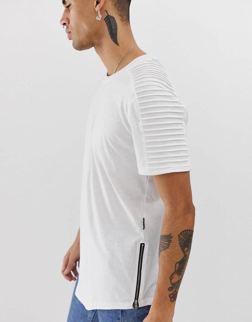 Brooklyn Cloth - T-shirt con zip laterale-Bianco