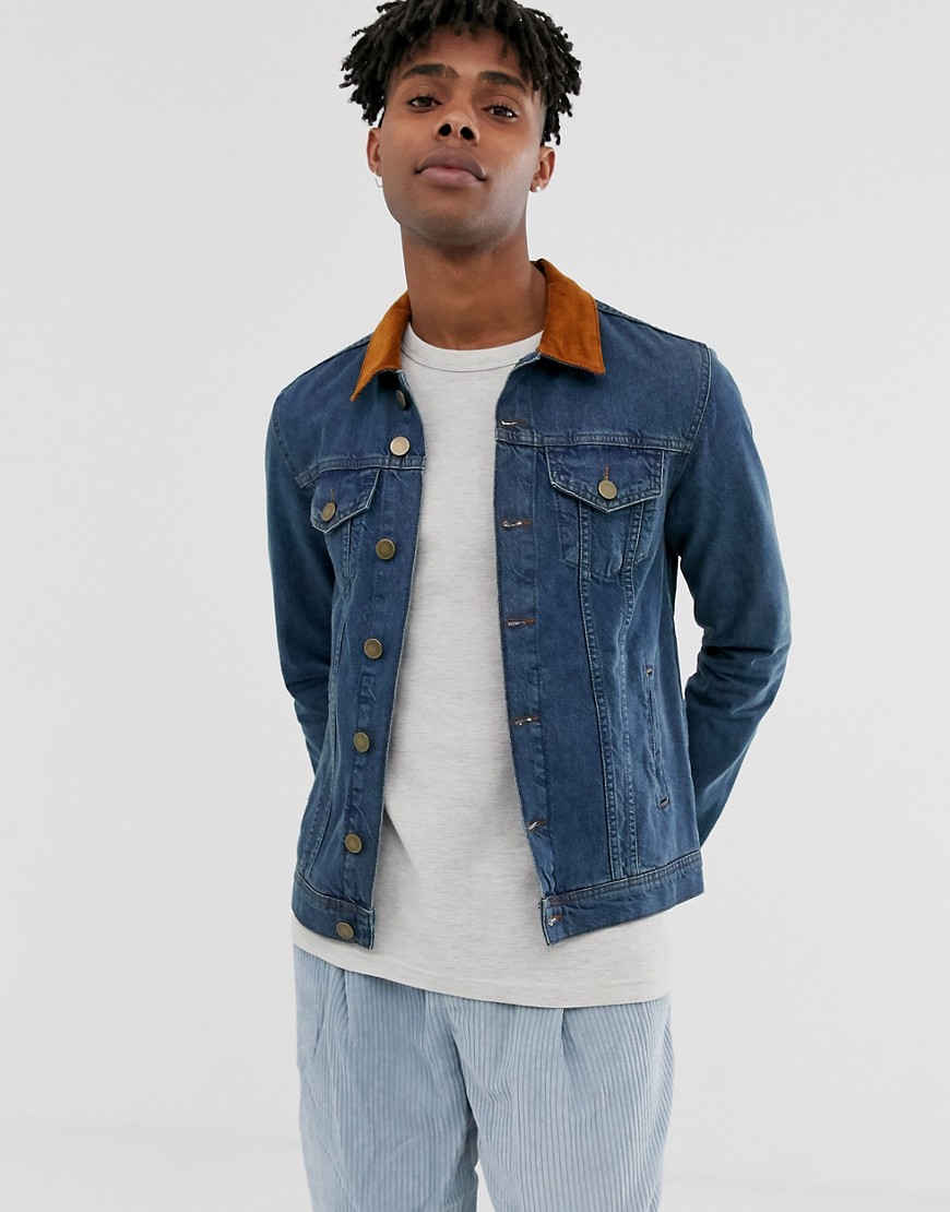 Brooklyn Supply Co - Giacca di jeans blu con colletto