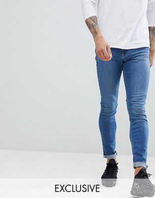 Brooklyn Supply Co – Hunter – Stentvättade spray on-jeans-Blå