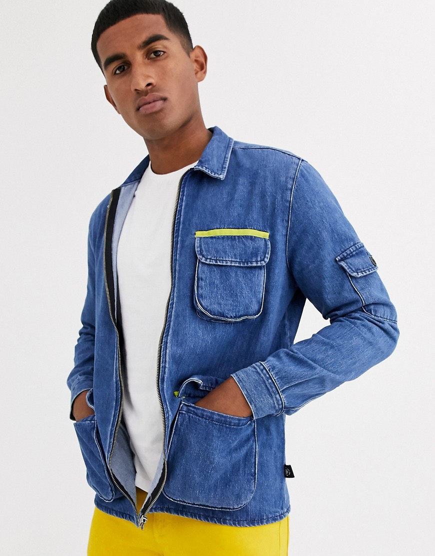 Brooklyn Supply Co overshirt with pocket detail in blue