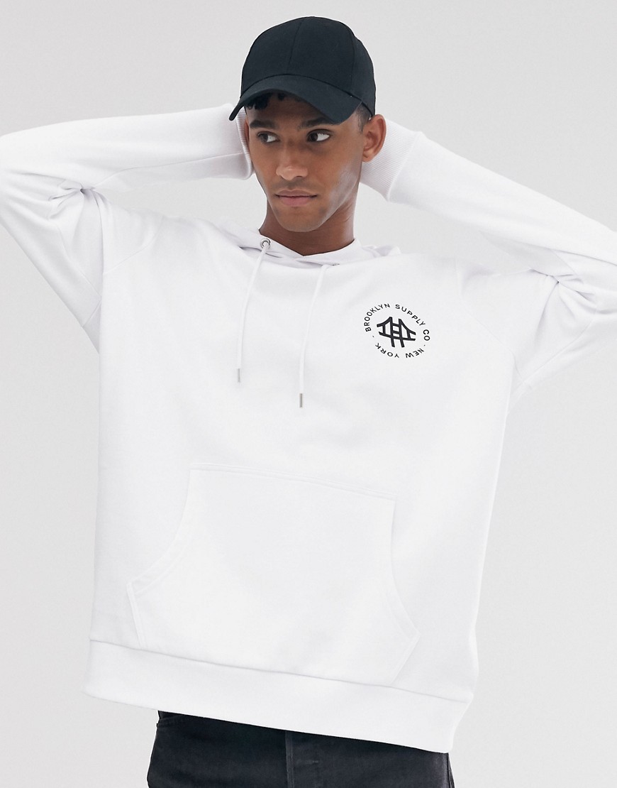 Brooklyn Supply Co - Oversized hoodie met logo in wit