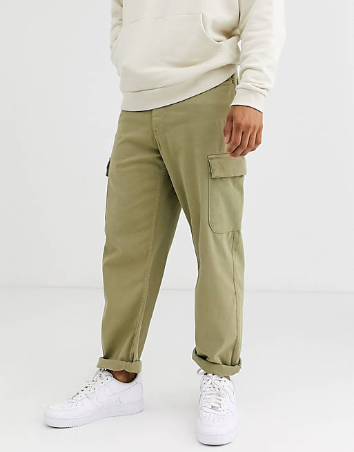 Brooklyn Supply Co relaxed cargo fit cargo trousers in khaki | ASOS