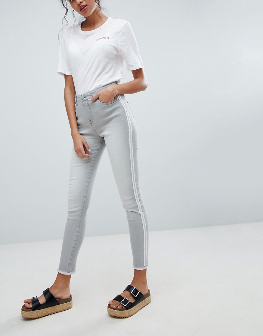 Brooklyn Supply Co Skinny ankle grazer-jeans med ränder på sidorna-Grå
