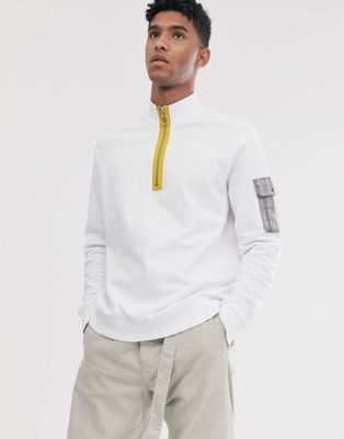 Brooklyn Supply Co – Vit sweatshirt med ståkrage