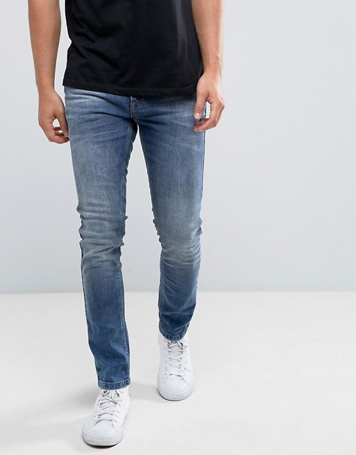 Brooklyns Own Super Skinny Jeans In Mid Wash Blue | ASOS