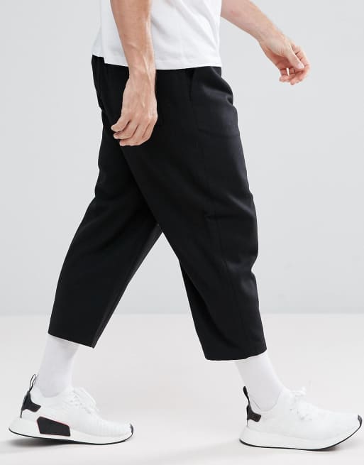 Mens wide outlet leg cropped trousers