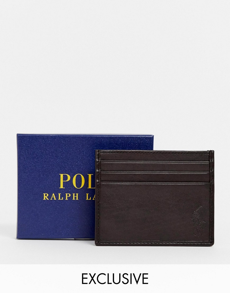 Brun klassisk kortholder i eksklusivt læder fra Polo Ralph Lauren hos ASOS