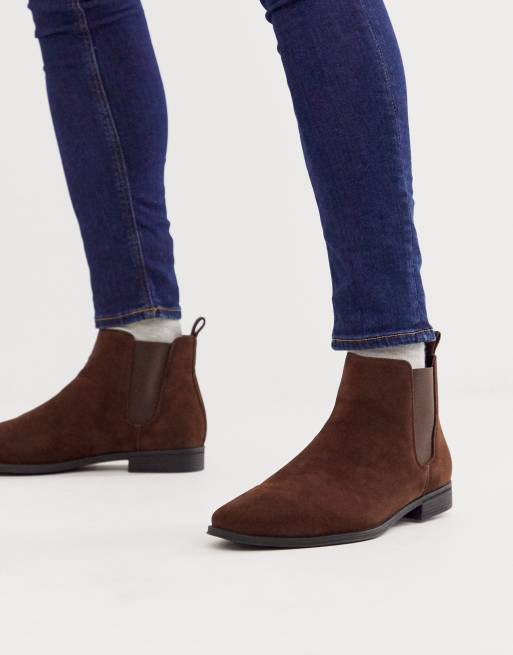 Brune Chelsea-støvler i imiteret ruskind fra ASOS DESIGN