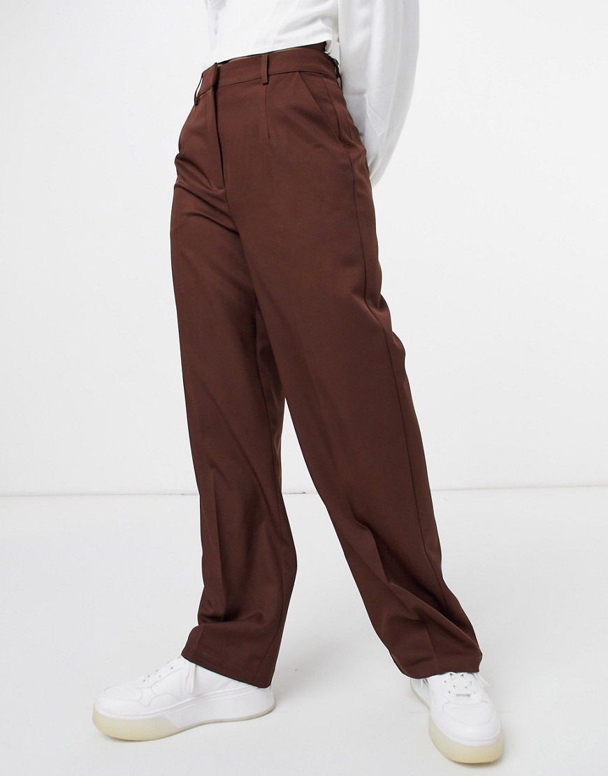 фото Брюки с широкими штанинами коричневого цвета vero moda aware-коричневый цвет