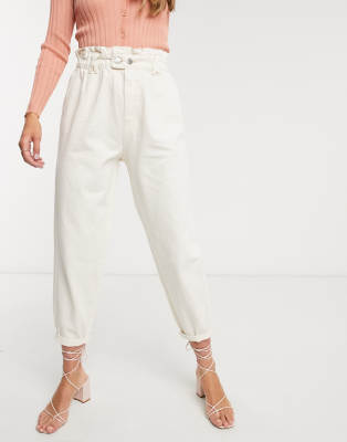 фото Stradivarius baggy trouser in ecru-желтый