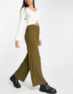 Юбка-шорты  Asos Брюки цвета хаки в рубчик с широкими штанинами от комплекта Vero Moda-Зеленый цвет