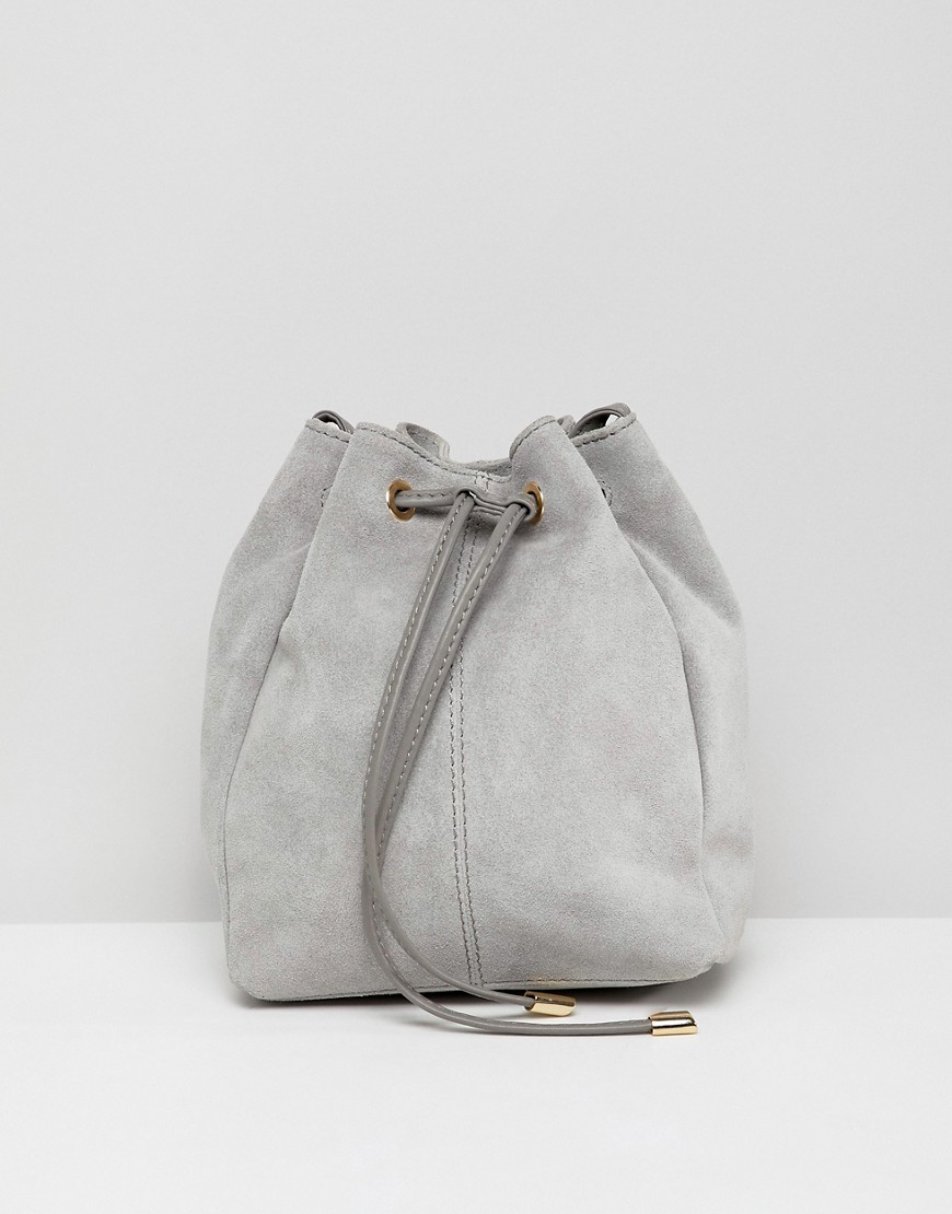 Bucketbag-taske i ruskind fra ASOS DESIGN-Grå