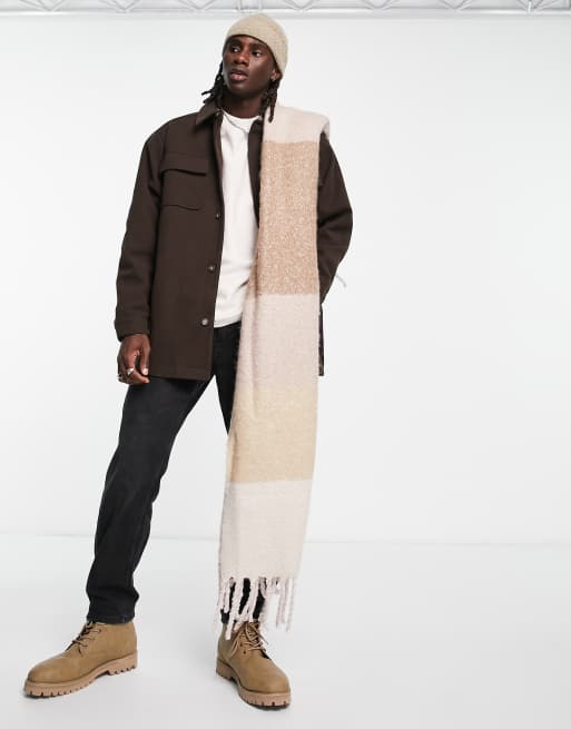 Bufanda a rayas rosa pálido tipo manta de ASOS DESIGN