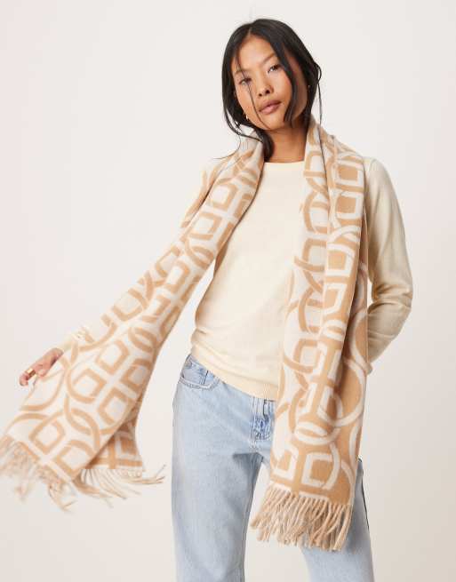 Bufanda beis con logo estampado de lana de GANT, 2 de 4