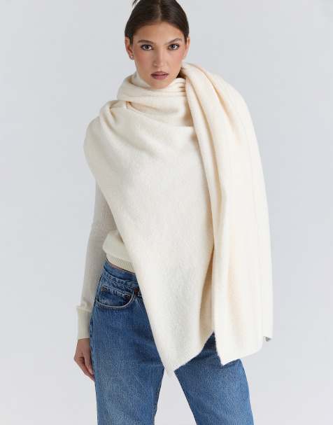 Bufanda blanco marfil extragrande de lana texturizada Nara de House of CB - view 1