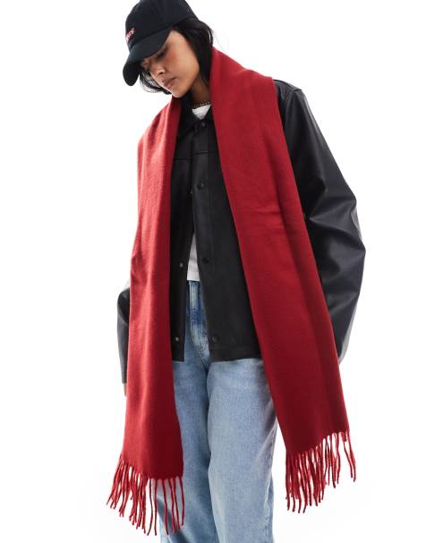 Bufanda burdeos con flecos de tejido muy suave de ASOS DESIGN - view 1