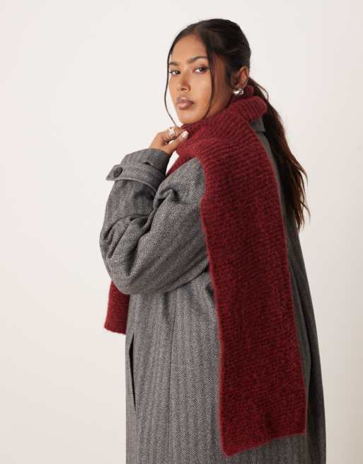 Bufanda burdeos de punto de mezcla de lana de ASOS DESIGN, 3 de 3