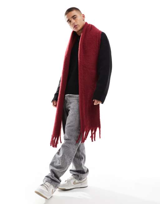 Bufanda burdeos tipo manta de punto mullido de ASOS DESIGN