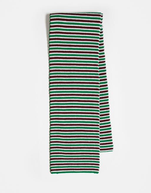 Bufanda burdeos y verdes a rayas unisex de Reclaimed Vintage
