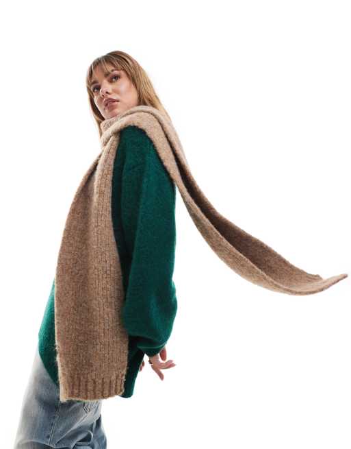 Bufanda color camel de punto de mezcla de lana de ASOS DESIGN, 2 de 4