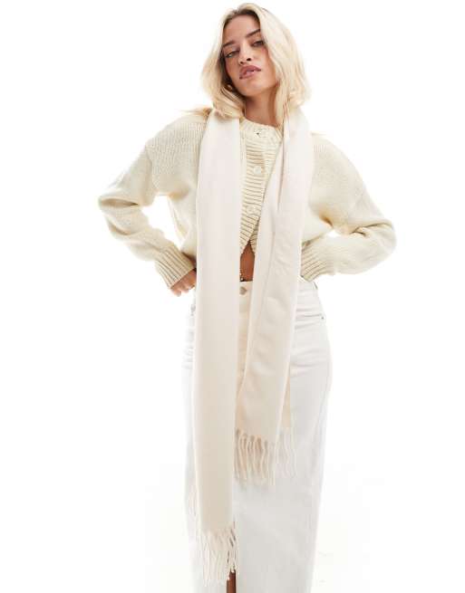 Bufanda color crema con borlas de ASOS DESIGN