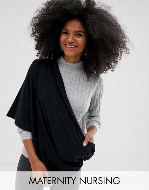 Bufanda de punto de lactancia en negro Maternity de Mamalicious
