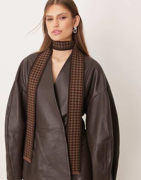 Bufanda estrecha con estampado de pata de gallo de punto de ASOS DESIGN - view 1