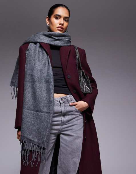 Bufanda gris carbón con flecos de tejido muy suave de ASOS DESIGN - view 1