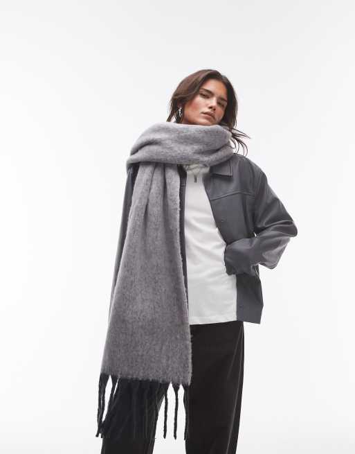 Bufanda gris jaspeado tipo manta Sydney de Topshop