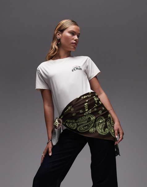 Bufanda marrón con estampado de cachemir de satén de ASOS DESIGN - view 1