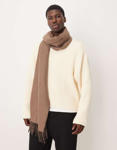 Bufanda marrón y gris con diseño reversible de tejido liso de ASOS DESIGN - view 1