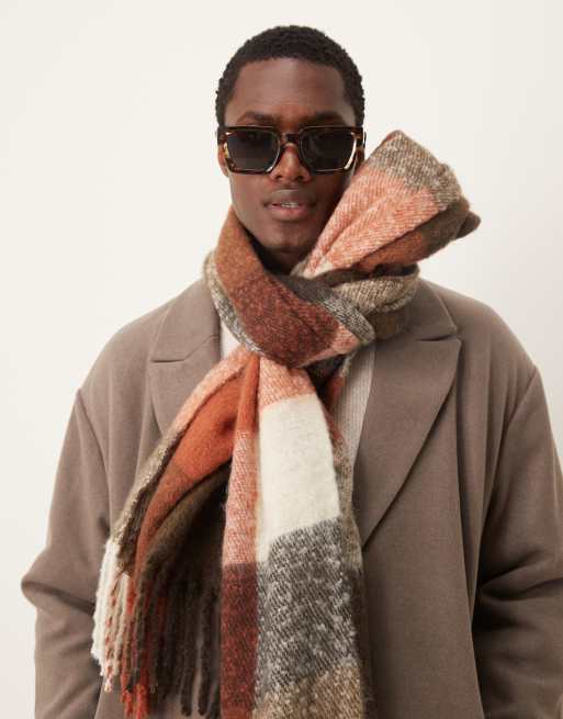 Bufanda naranja a cuadros tipo manta de ASOS DESIGN
