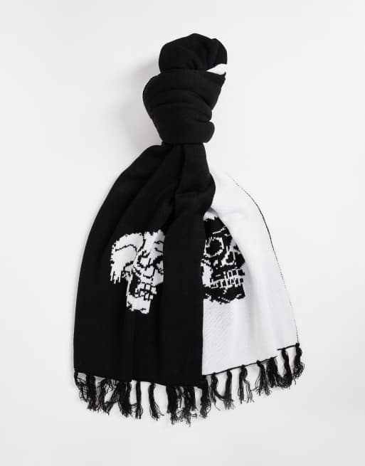 Bufanda negra con estampado de calavera de Bolongaro Trevor