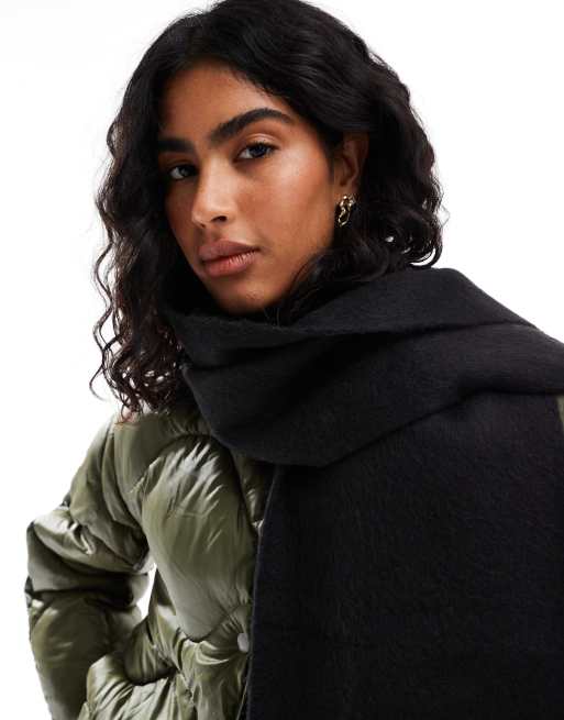 Bufanda negra con flecos de mezcla de lana de ASOS DESIGN, 3 de 4