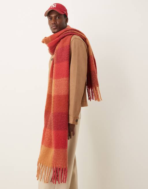 Bufanda roja a cuadros tipo manta de ASOS DESIGN