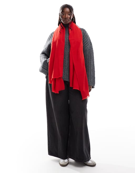 Bufanda roja tipo manta de tejido muy suave Grace de Accessorize, 3 de 3