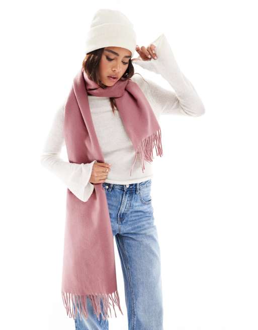 Bufanda rosa claro con borlas de tejido muy suave de ASOS DESIGN, 3 de 4