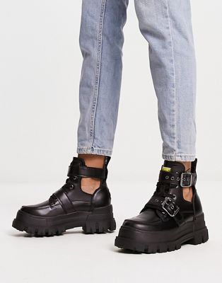 Buffalo Aspha vegan chunky cut out boots in black